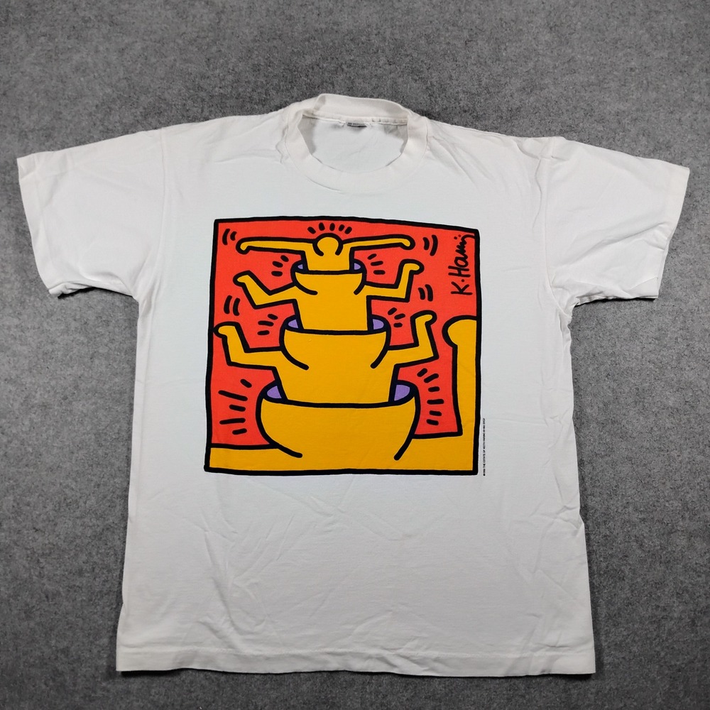 Vintage 1993 Keith Haring Guggenheim Museum Learning Through Art Shirt L stacked
